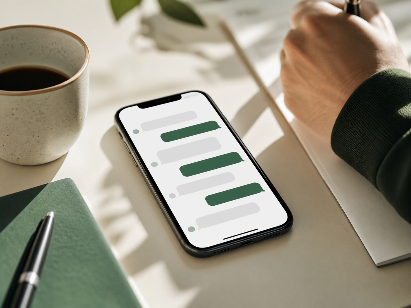 A lead conversation continuing by text while a realtor focuses on other work
